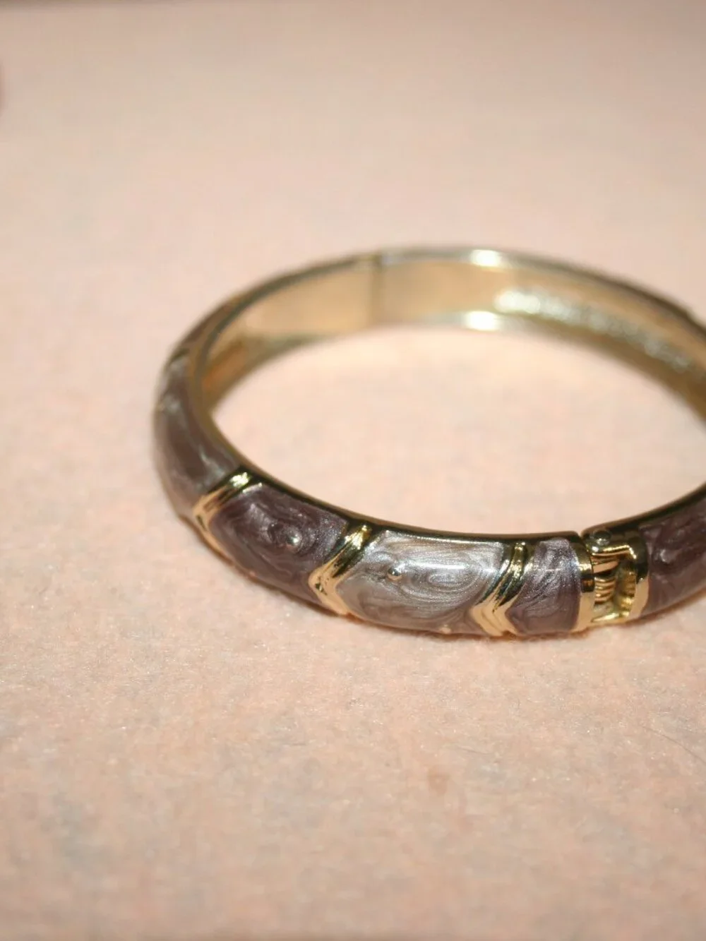 Vintage JTF Hinged Bangle Bamboo Bracelet Enamel Rhinestone COSTUMN - LOT#1